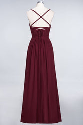 Glamorous Spaghetti Straps Sweetheart Ruffle Chiffon Bridesmaid Dress Online-27dress